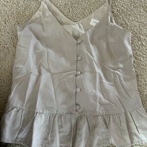 Everly White Sleeveless Buttoned Peplum Camisole